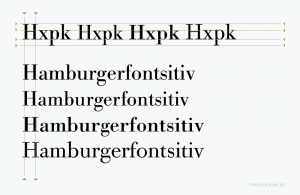 Schrift ist nicht gleich Schrift, auch wenn Schriften auf den ersten Blick ähnlich aussehen können oder vordergründig sogar den gleichen Namen tragen. Hier ein Rohsatzvergleich von vier Bodoni Antiquas im normalen Schriftschnitt. Die Typometrie unterscheidet sich signifikant voneinander. Infografik: www.typolexikon.de