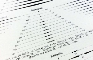Englische Linien. Ausschnitt aus »Schrift-Proben« der Schriftgießerei Julius Klinkhardt, Leipzig und Wien, Handausgabe, ca. 1885. Quelle: www.typolexikon.de