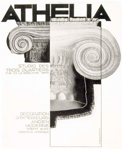 Der neue grafische Stil in der Zeitschriften- und Werbegestaltung. Bildzitat: Athelia aus dem Jahre 1928 von Alexey Cheslavovich Brodovitch (1898–1971). Quelle: Alexy Brodovitch von Kerry William Purcell aus Wikimedia Commons.