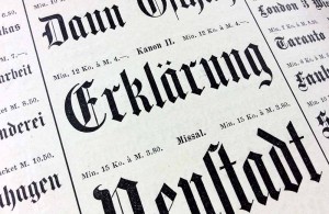 Unterschiedliche Frakturschriften. Ausschnitt aus »Schrift-Proben« der Schriftgießerei Julius Klinkhardt, Leipzig und Wien, Handausgabe, ca. 1885. Quelle: www.typolexikon.de
