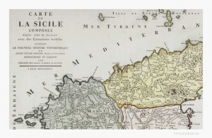 Ausschnitt einer Landkarte der Insel Sizilien vor 1850, die im typometrischen Verfahren gedruckt wurde. Als Autoren sind Wilhelm Haas, Gottlieb Preuschen und Alexis Hubert Jaillot benannt. Quelle: Universitätsbibliothek Bern, Schweiz, Magazin, Signatur MUE Ryh 4202:2.