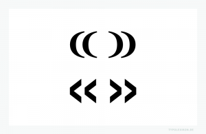 Der französische Typograf und Universalgelehrte Etienne Dolet (1509–1546) beschreibt 1540 die »Guillemets français« als doppelt gesetzte Halbkreise in der Art von runden Parenthesen, so wie die Französischen Anführungszeichen teils auch heute noch bei Klassizistischen Antiquas üblich sind. Beispiel oben: Linotype Didot nach einem Entwurf von François Didot (1689–1757). Beispiel unten: Neue Helvetica nach einem Entwurf der D. Stempel AG aus dem Jahre 1983.