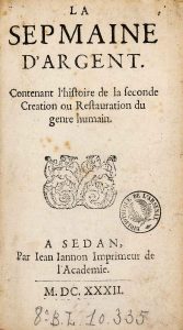 Haupttitel aus »La sepmaine d'Argent« von Jean Jannon aus dem Jahre 1632. Quelle: Bibliothèque nationale de France (Französische Nationalbibliothek).