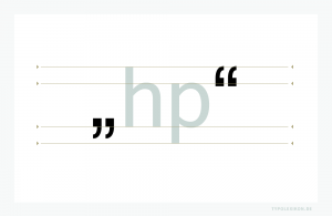 Das »Anführungzeichen« ist ein Interpunktionszeichen. Der Stand des orthographischen Satzzeichens ist anhand der vier Hauptschriftlinien und der hp-Vertikalhöhe skizziert, wobei es von Schrift zu Schrift zu Abweichungen kommt. Beispiel gesetzt in der »Microsoft Sans Serif«, einer Systemschrift von Microsoft®.
