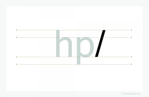 Der »Schrägstrich« ist ein Interpunktionszeichen. Der Stand des orthographischen Satzzeichens ist anhand der vier Hauptschriftlinien und der hp-Vertikalhöhe skizziert, wobei es von Schrift zu Schrift zu Abweichungen kommt. Beispiel gesetzt in der »Microsoft Sans Serif«, einer Systemschrift von Microsoft®.